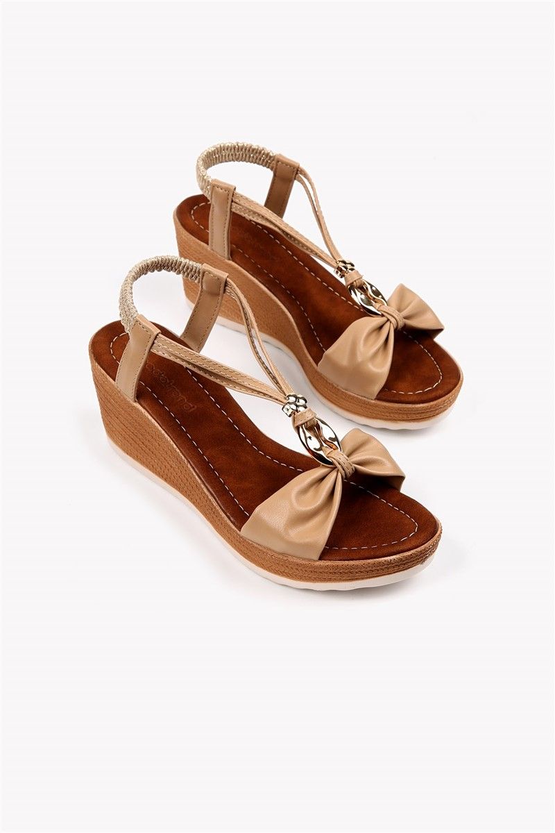 Women's sandals with full sole - Beige #328889
