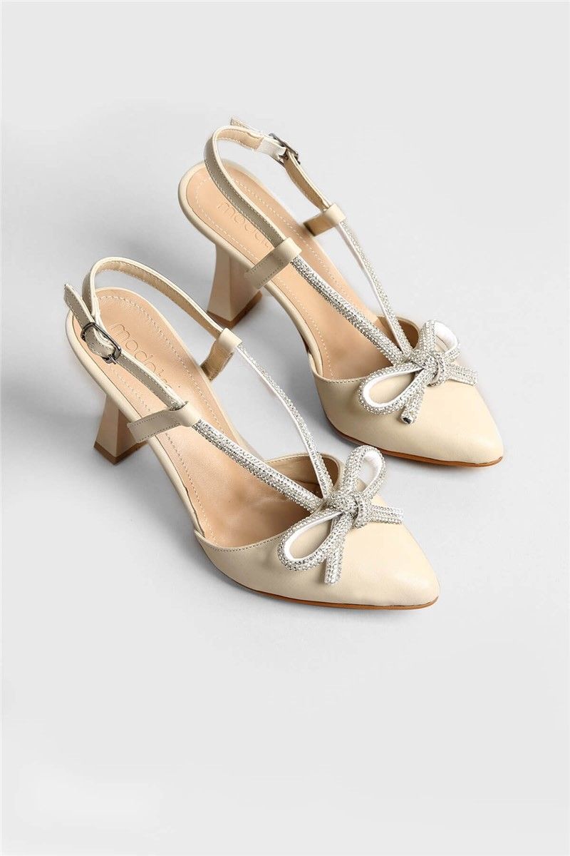 Дамски елегантни сандали - Светлобежови #328369