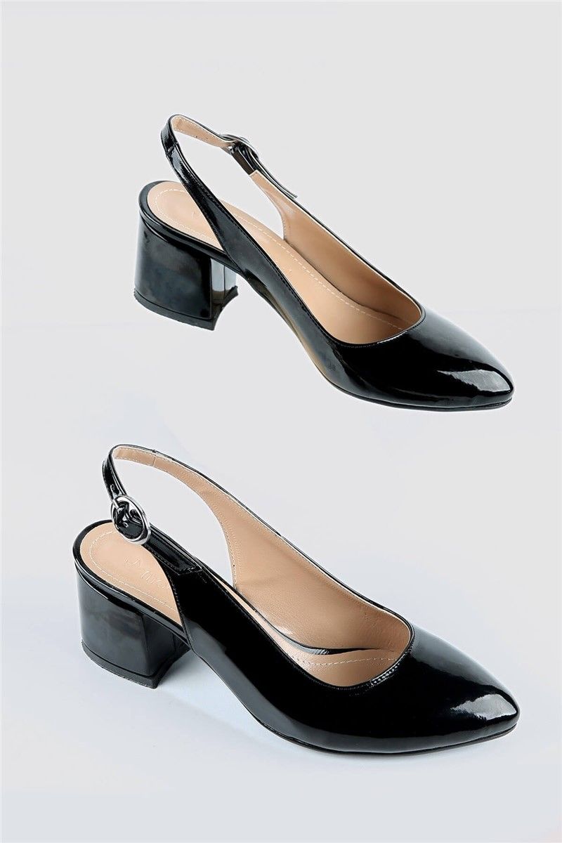 Women's patent leather heeled shoes - Black #328367