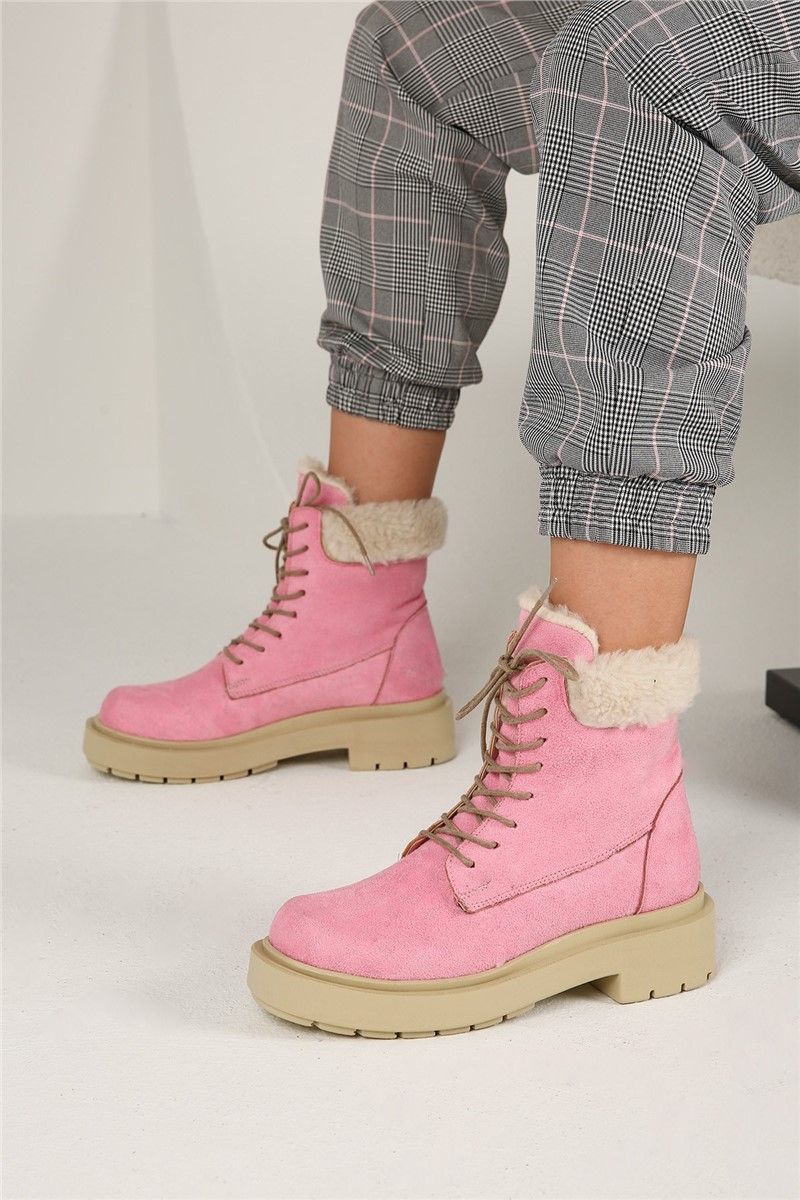 Women's suede snow boots - Pink #320304