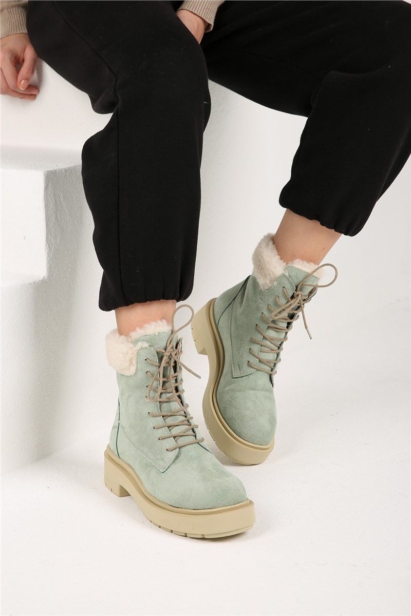 Women's suede boots - Light green #320303