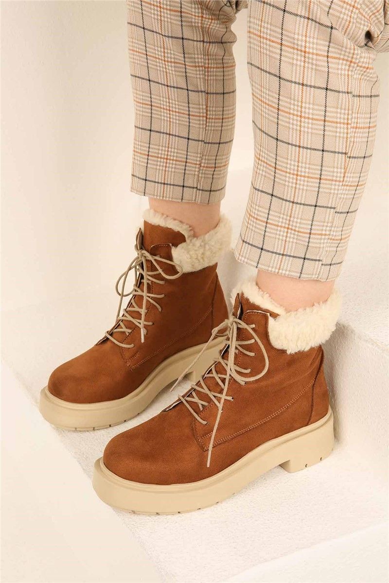 Women's suede boots with doodle - Taba #321889