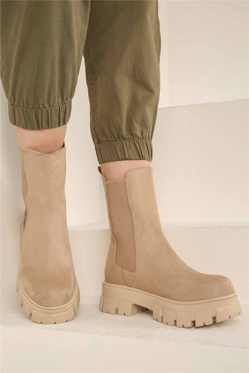 Women's suede boots - Beige #321709