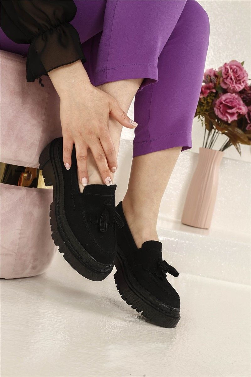 Women's casual suede shoes - Black #327476