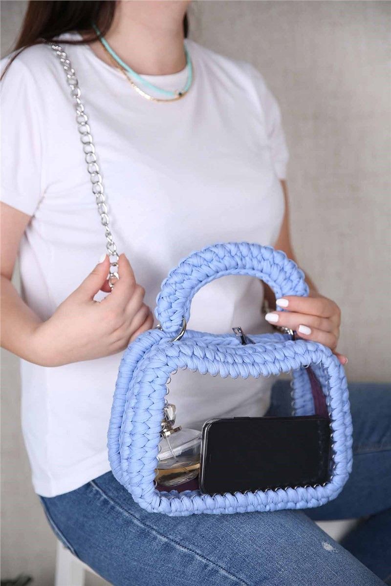 Euromart - Women's knitted bag with transparent part - Light blue # 310863