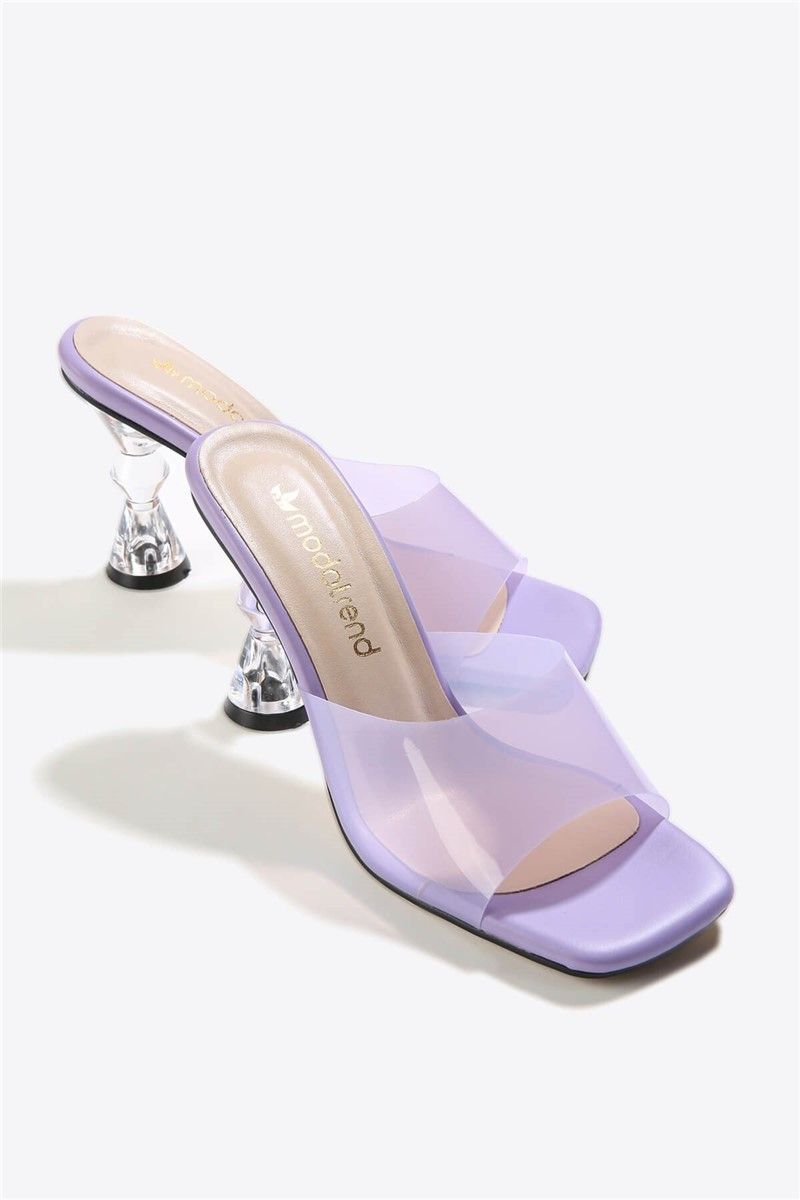 Women's heeled slippers - Purple #333158