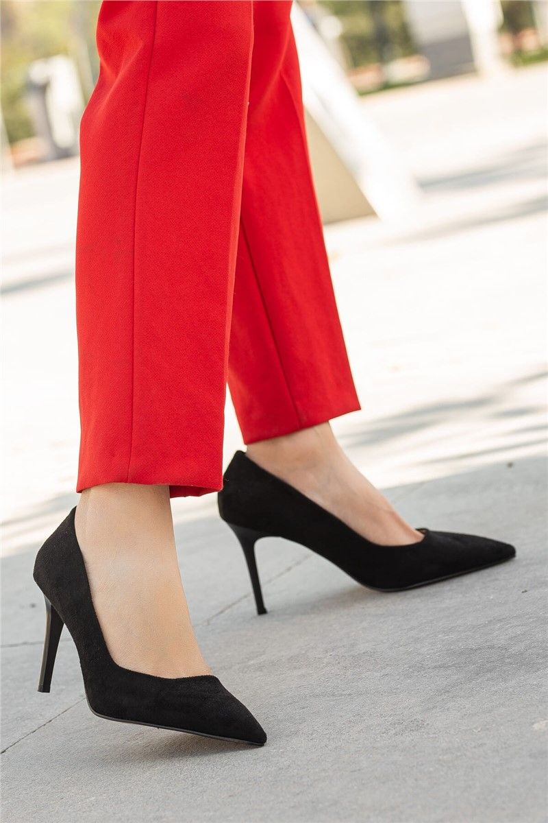 Women's Elegant Suede Shoes - Black #363855