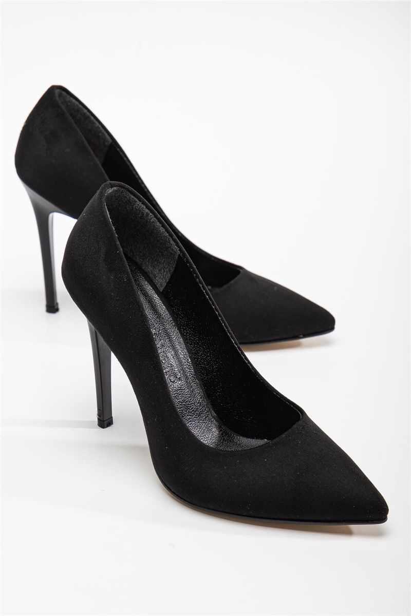 Ženske elegantne cipele od brušene kože - crne #364656