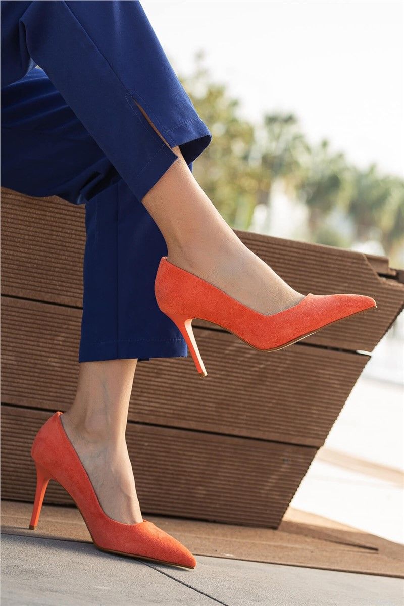 Scarpe scamosciate eleganti da donna - Arancione #363854
