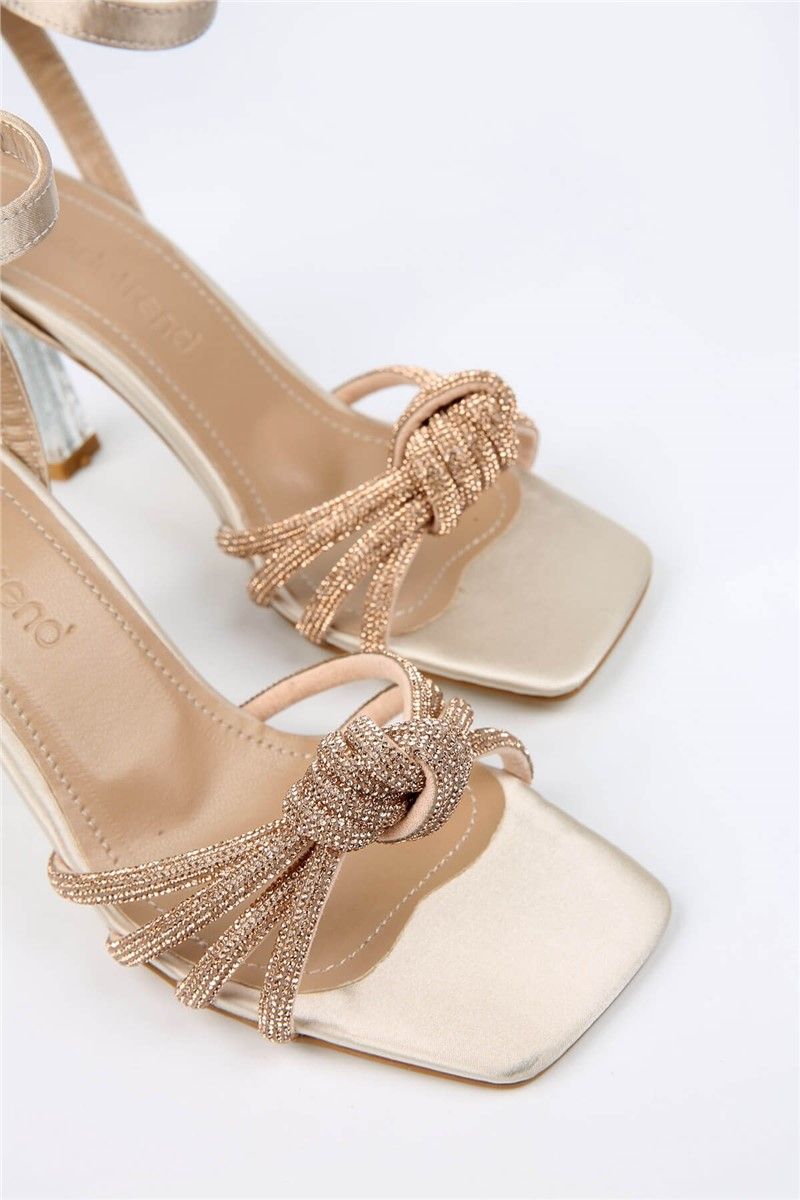 Women's sandals with heel - Beige #329406