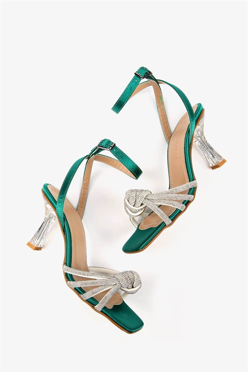 Women's sandals with heel - Green #329405