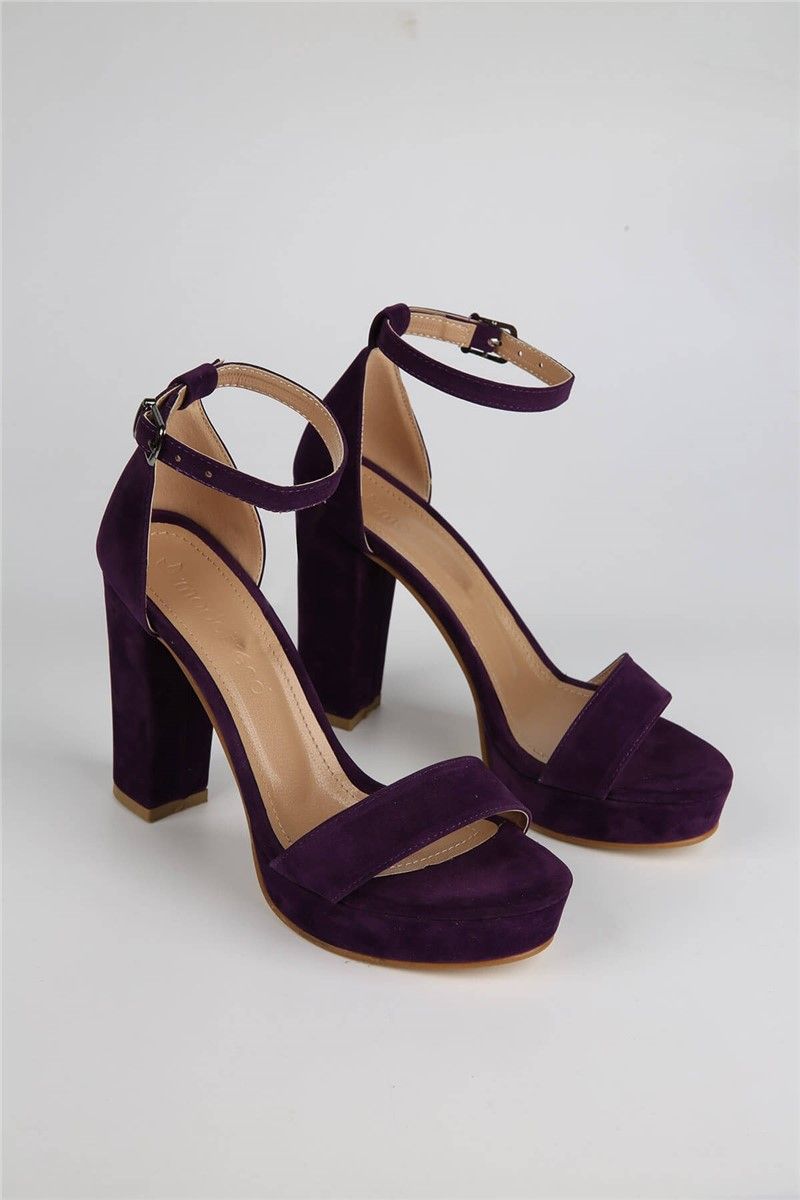 Women's suede high heel sandals - Purple #329426