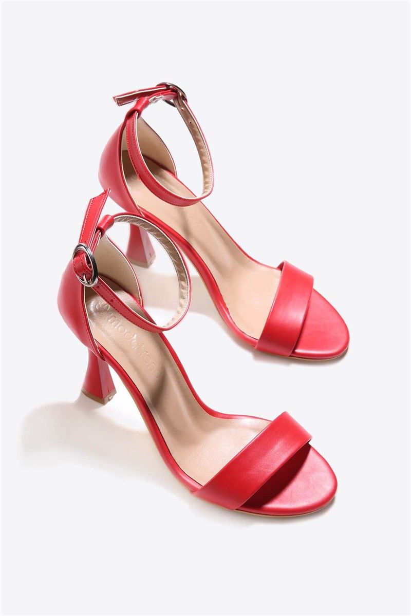 Women's sandals with heel - Red #333178