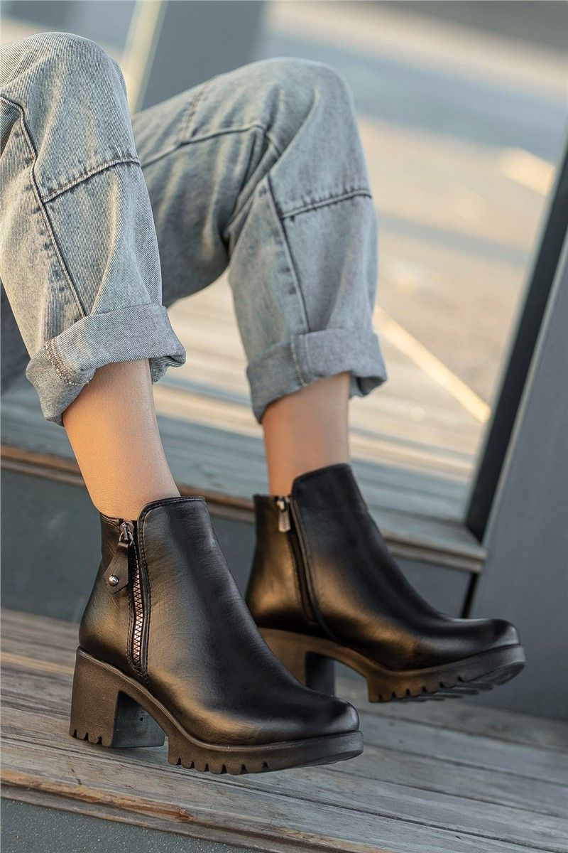Women's Zip Up Boots - Black #361483