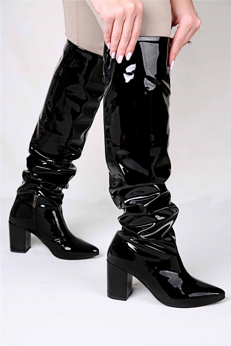 Ženske lakirane čizme - crne #319851