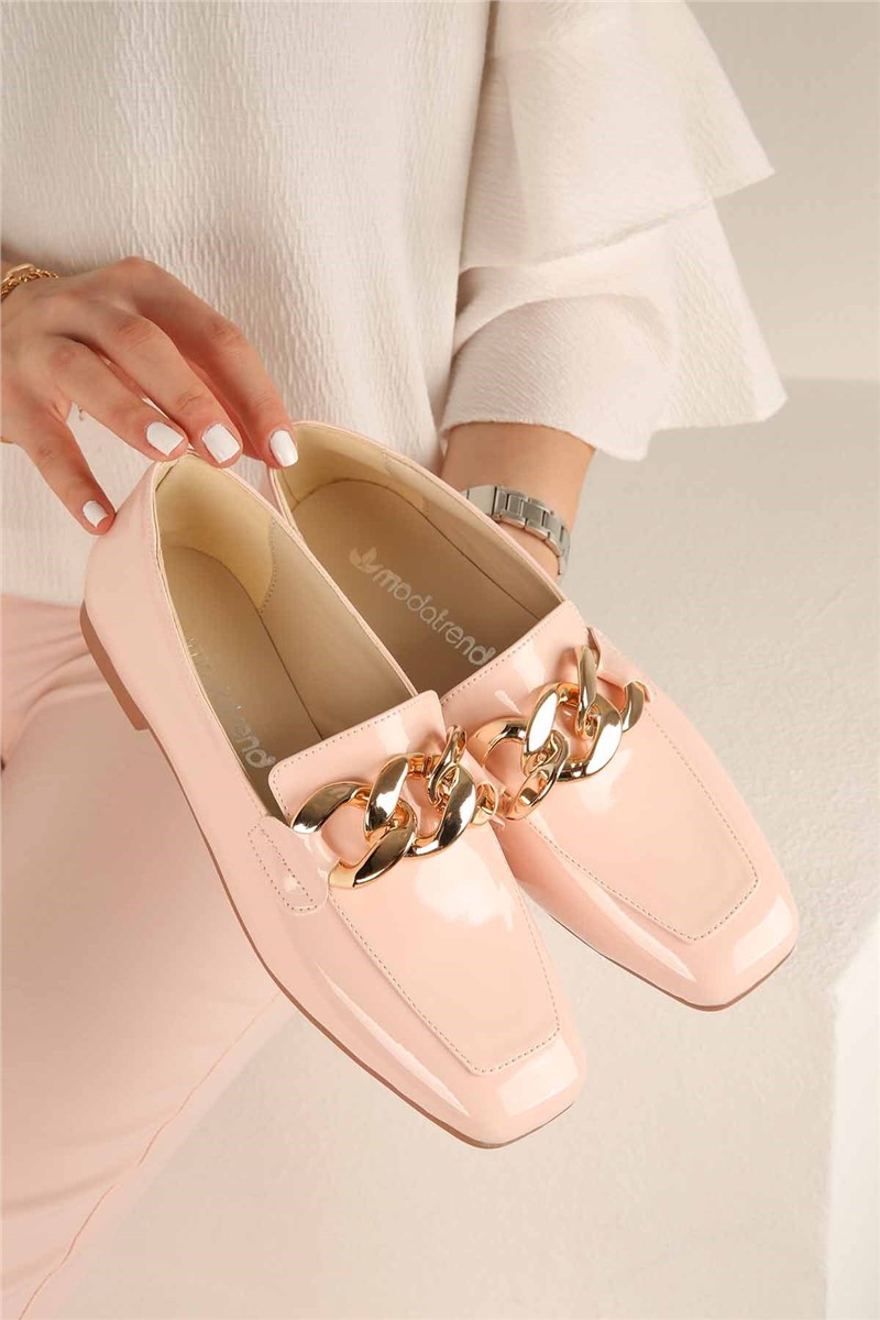 Pantofi de dama din piele lacuita - Crem # 321660