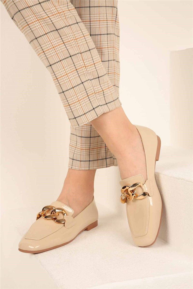 Ladies patent leather shoes - Beige #321661
