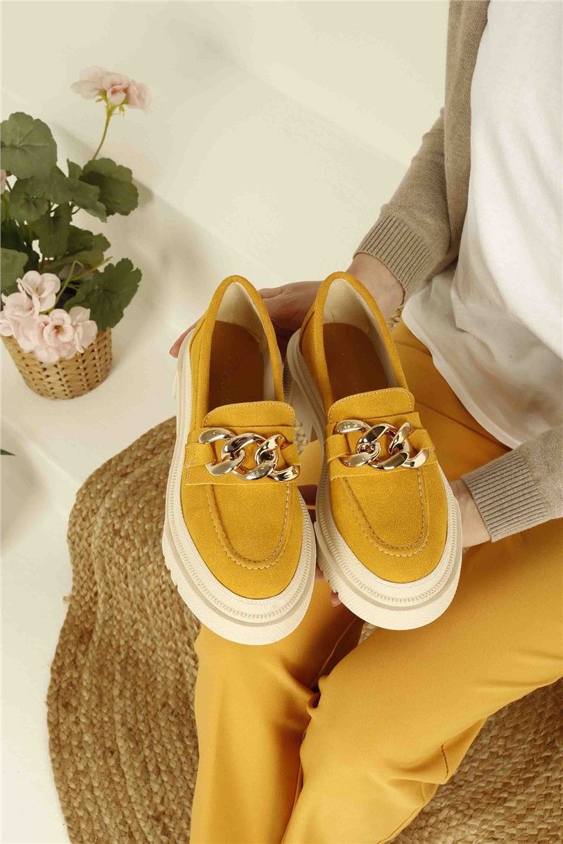Women's casual suede shoes - Mustard #326641