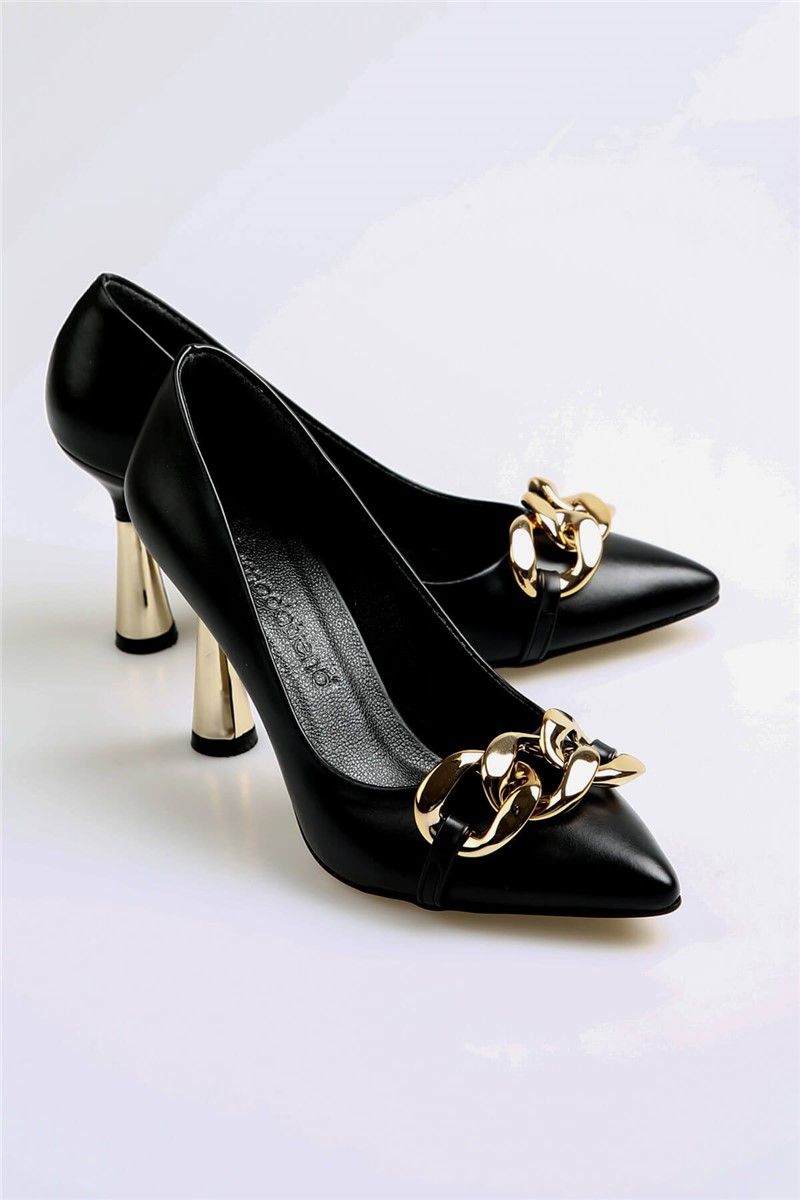Women's shoes with decorative element - Black #369546