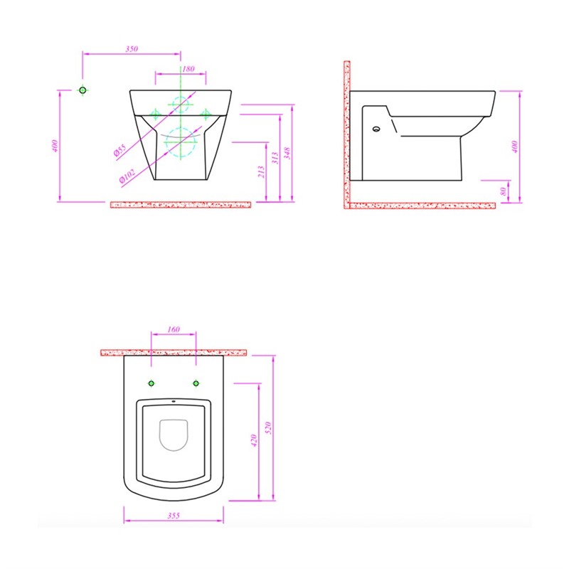 Euromart Kale Basics Hanging Toilet Seat White 335124