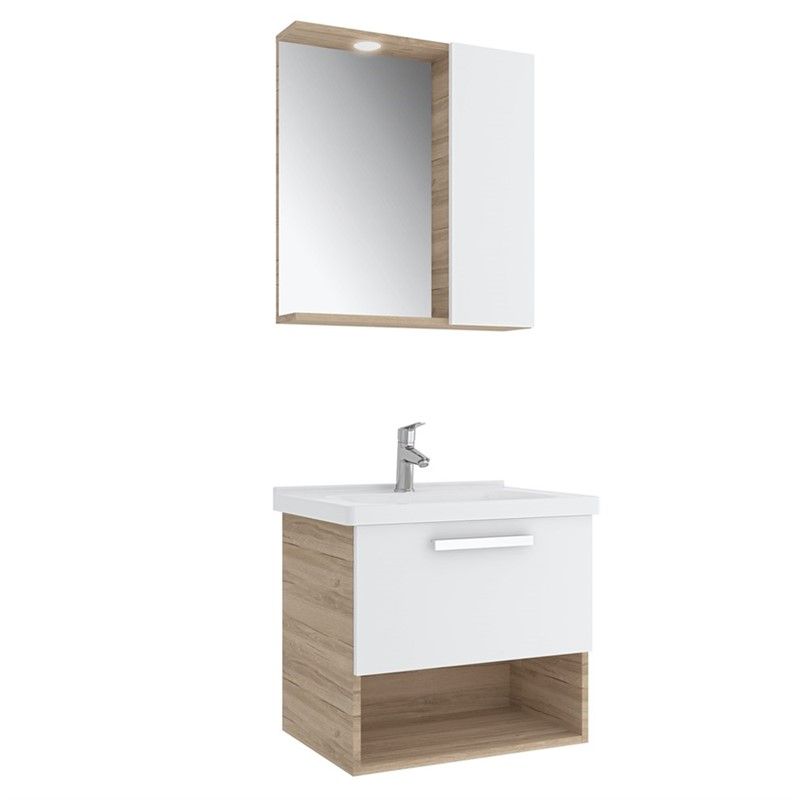 Kale Trevi Bathroom Cabinet 65 cm - White-Oak #349884