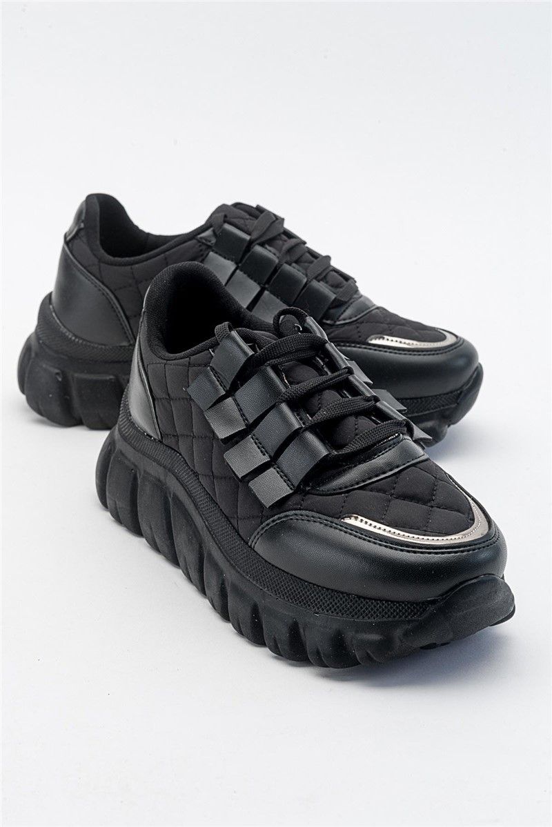 Women's Lace Up Sports Shoes - Black #381650