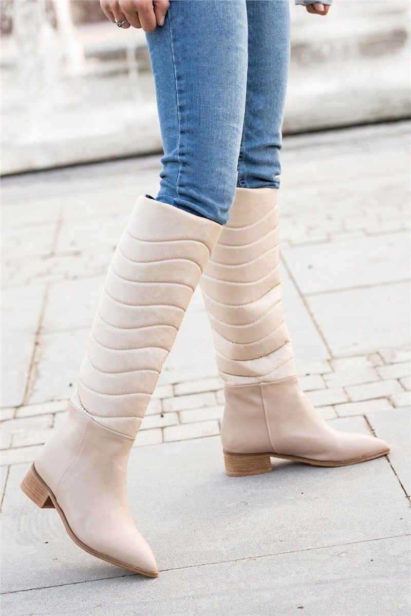 Women's Long Boots - Beige #363844