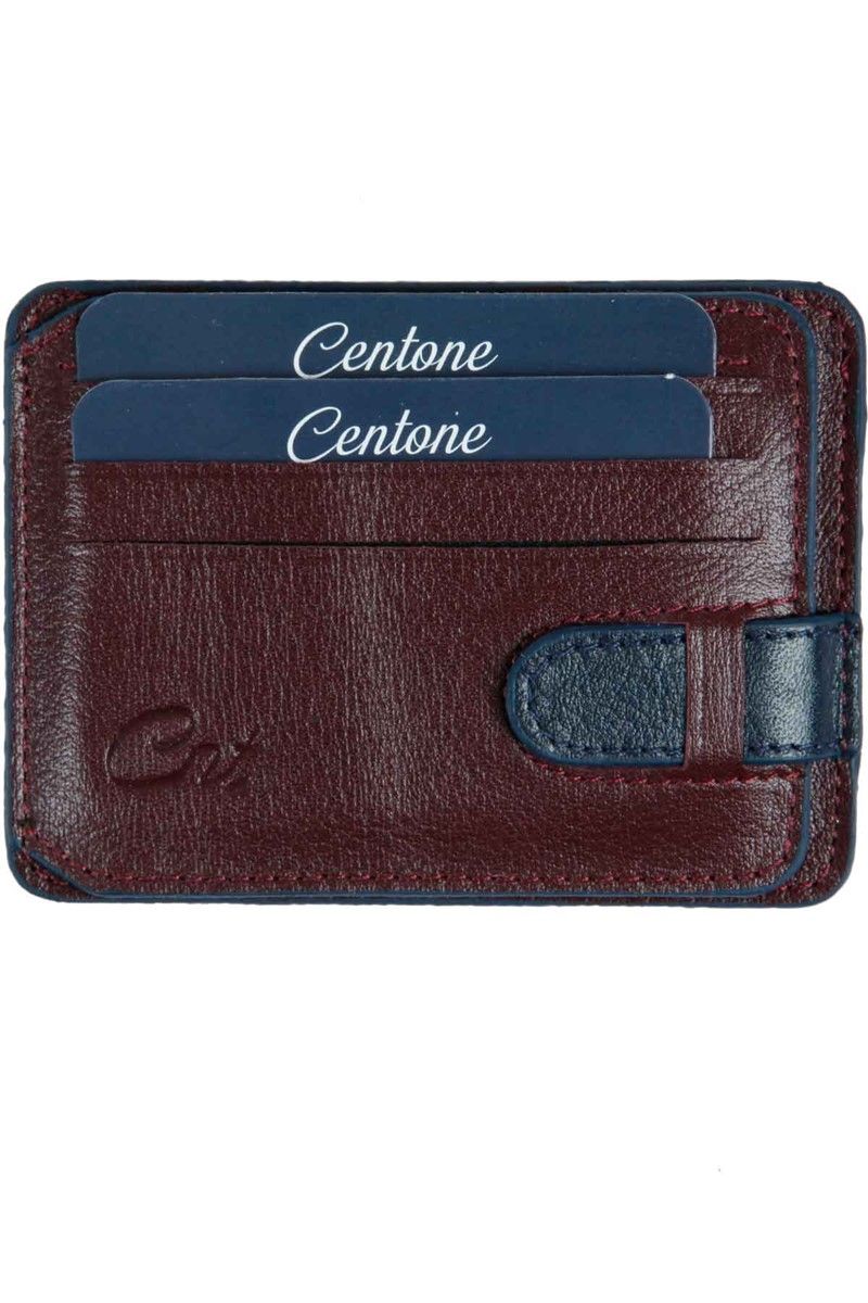 Leather card holder - Brown / Dark blue #269378
