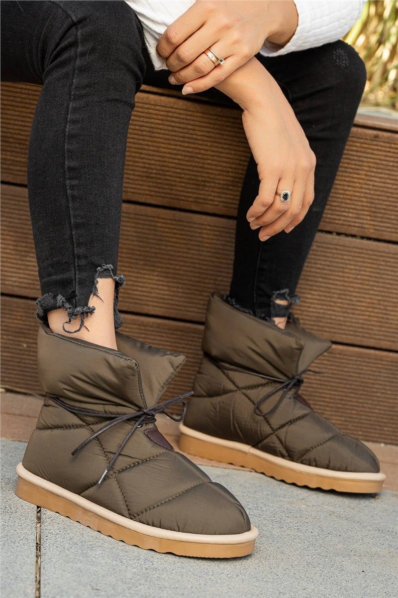 Women's textile boots with anti-slip sole - Khaki #363888