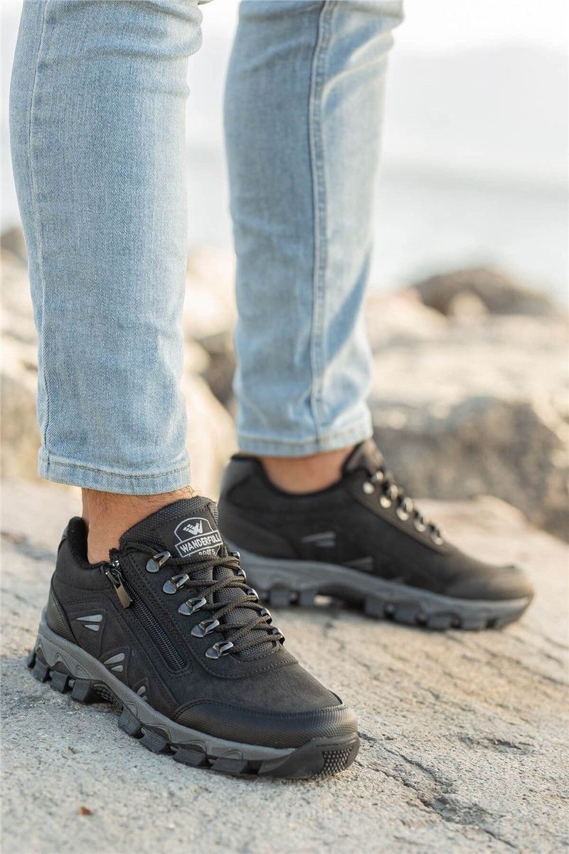 Men's Walking Shoes - Black-Grey #358810