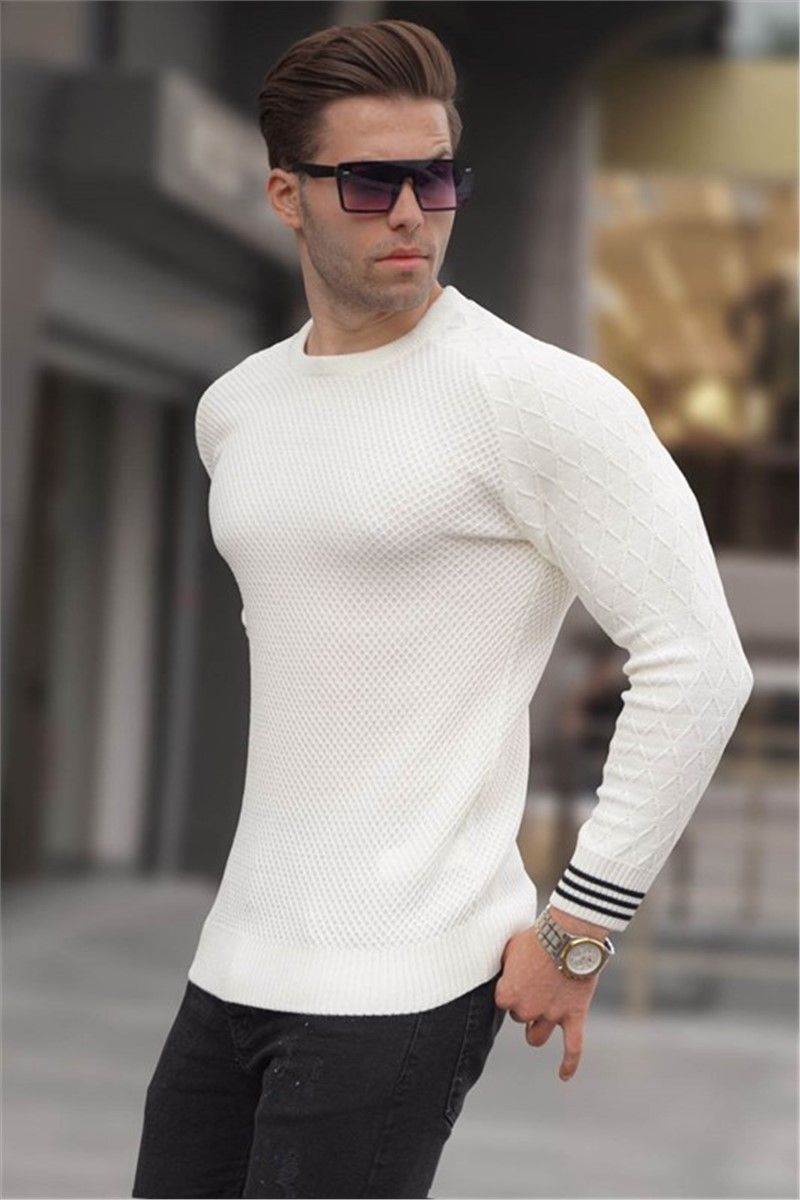 Muški pleteni džemper 5987 - Ecru #361292