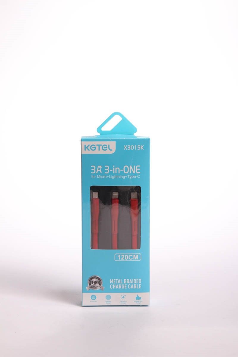 KGTEL 3 in 1 quick charge cable - Red 734289
