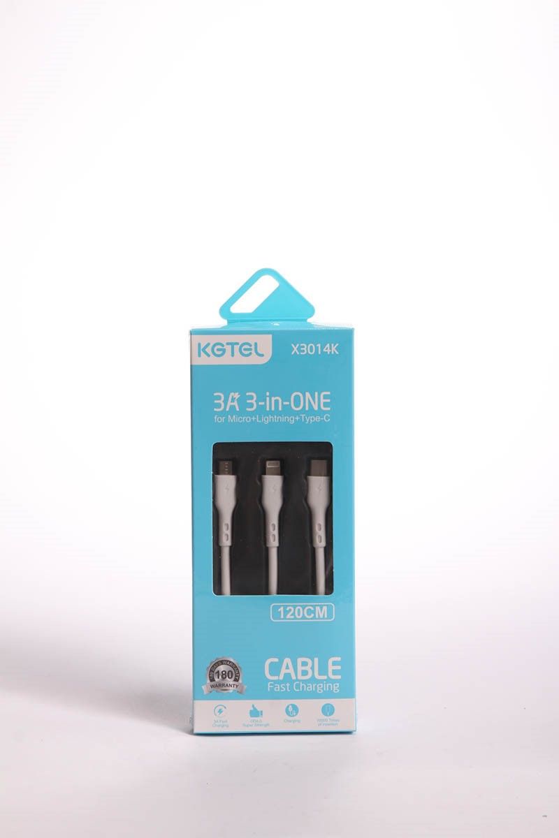 KGTEL 3 in 1 Quick Charging Cable - White 734290