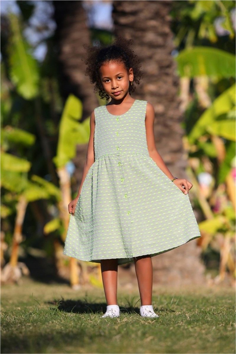Children's dress with buttons - Color Mint #379490