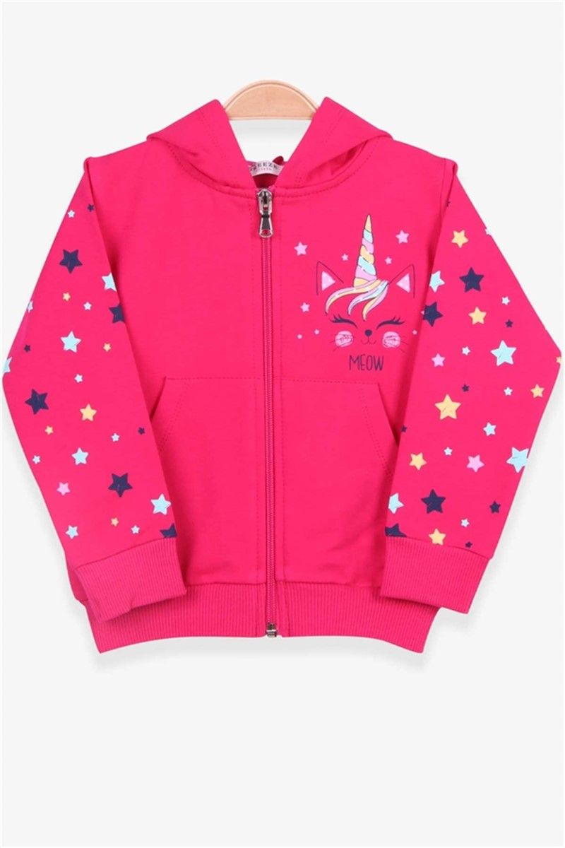 Children's sweatshirt with a hood - Bright pink #378840