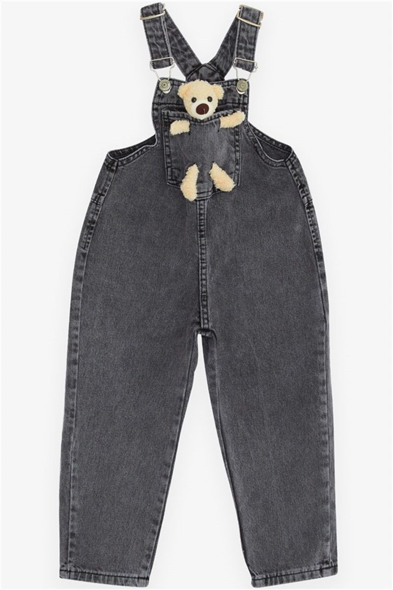 Children's denim overall with bear accessory - Anthracite #380073
