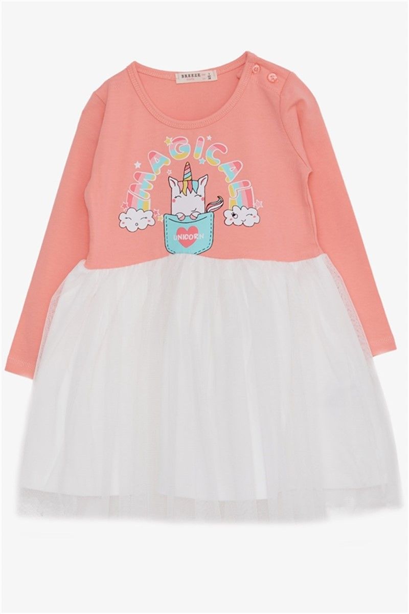 Children's dress with long sleeves for girls - Salmon #379982