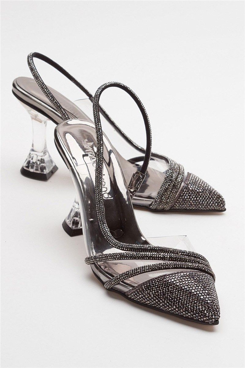 Women's Elegant Heeled Shoes - Platinum Color #385591