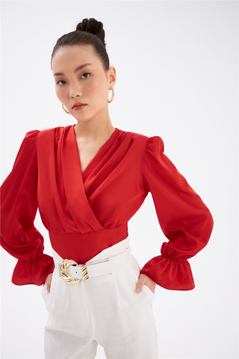 Women's satin blouse - Red #331759
