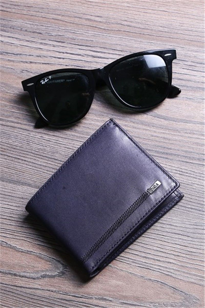 Men's Leather Wallet - Dark Blue #306262