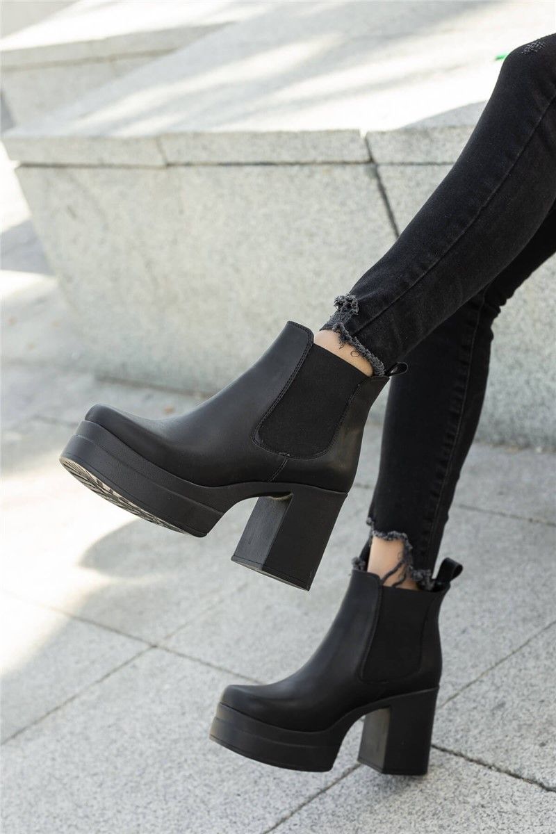 Women's Platform High Heel Boots - Black #362423