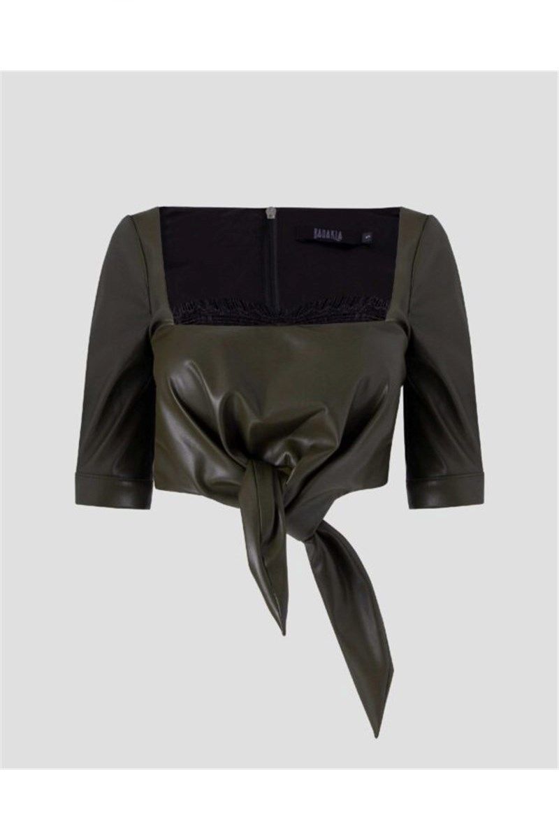Women's leather top - Khaki BSKL03006S