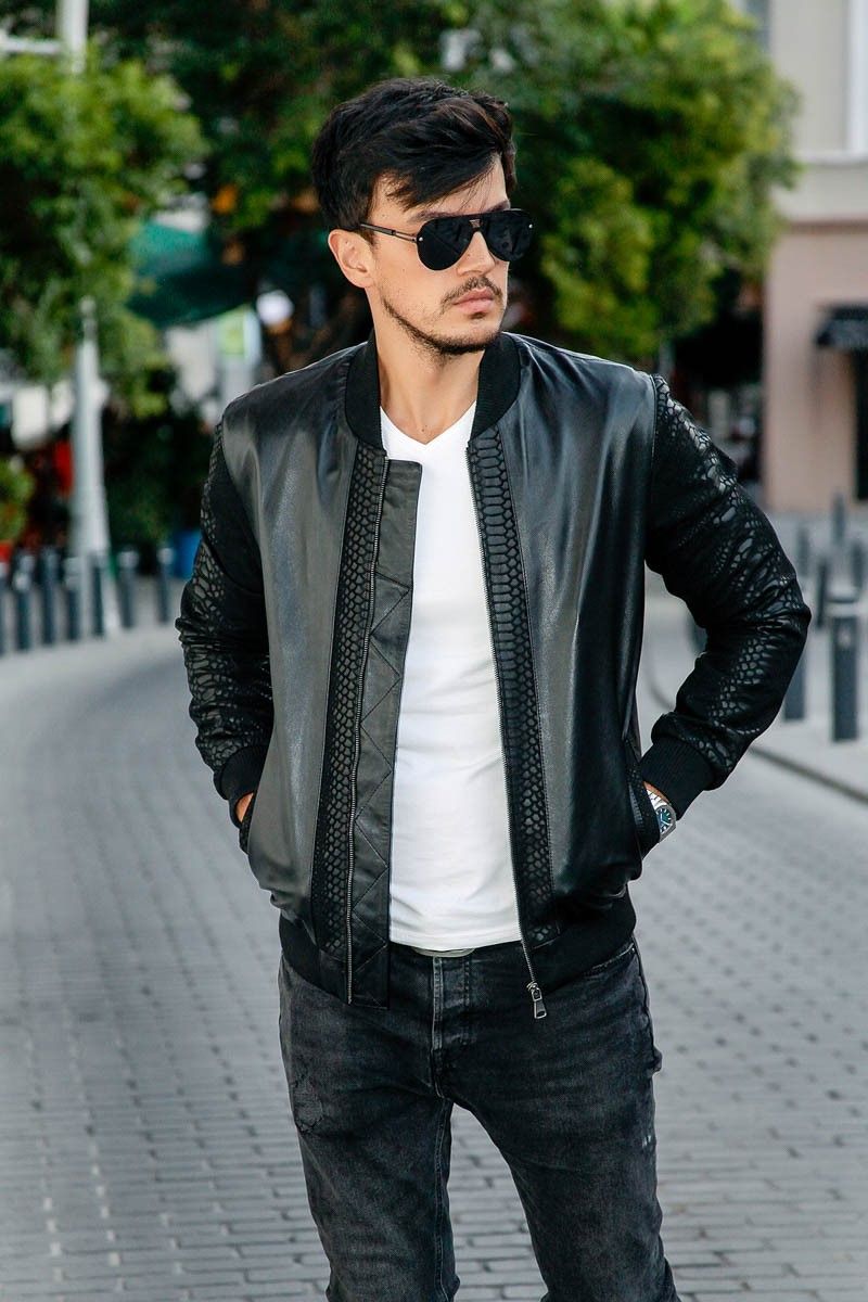 Leonardo Men's Real Leather Jacket - Black #266587