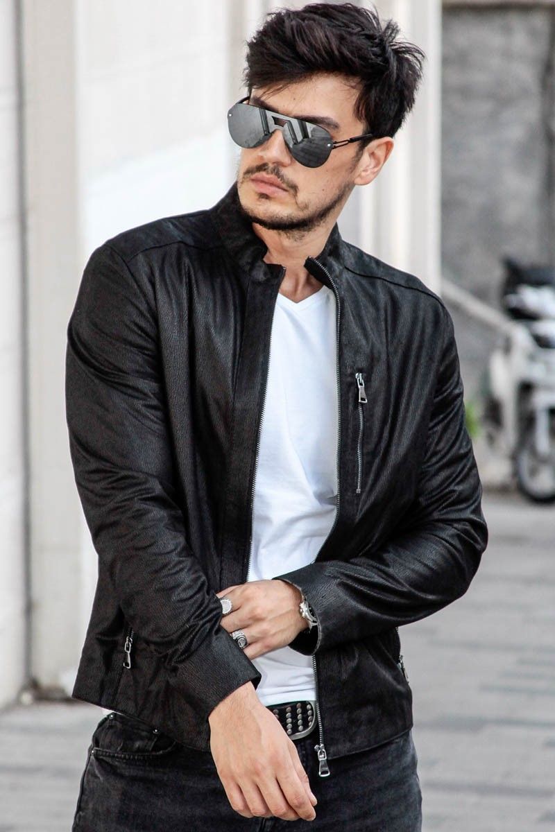 Leonardo Men's Real Leather Jacket - Black #266590
