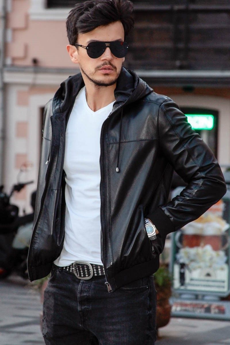 Leonardo Men's Real Leather Jacket - Black #266591