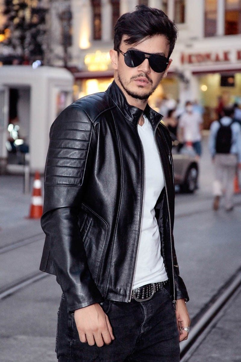 Leonardo Men's Real Leather Jacket - Black #266622
