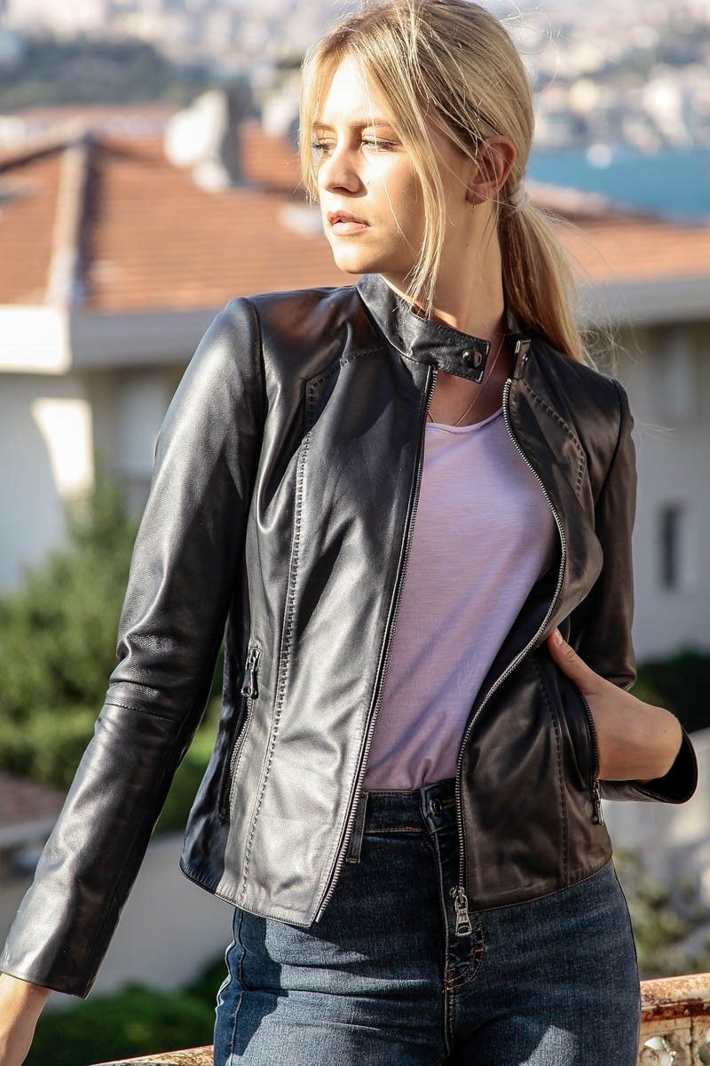 Leonardo Women's leather jacket - Black 987715 #266697