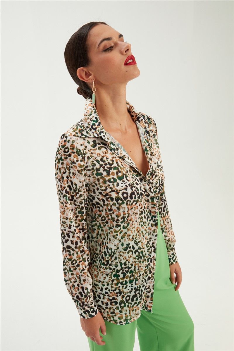 Ženska košulja s leopard uzorkom - zelena #361234