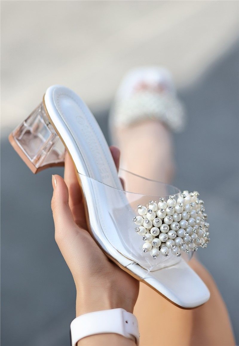 Women's Beaded Slippers - White #371997