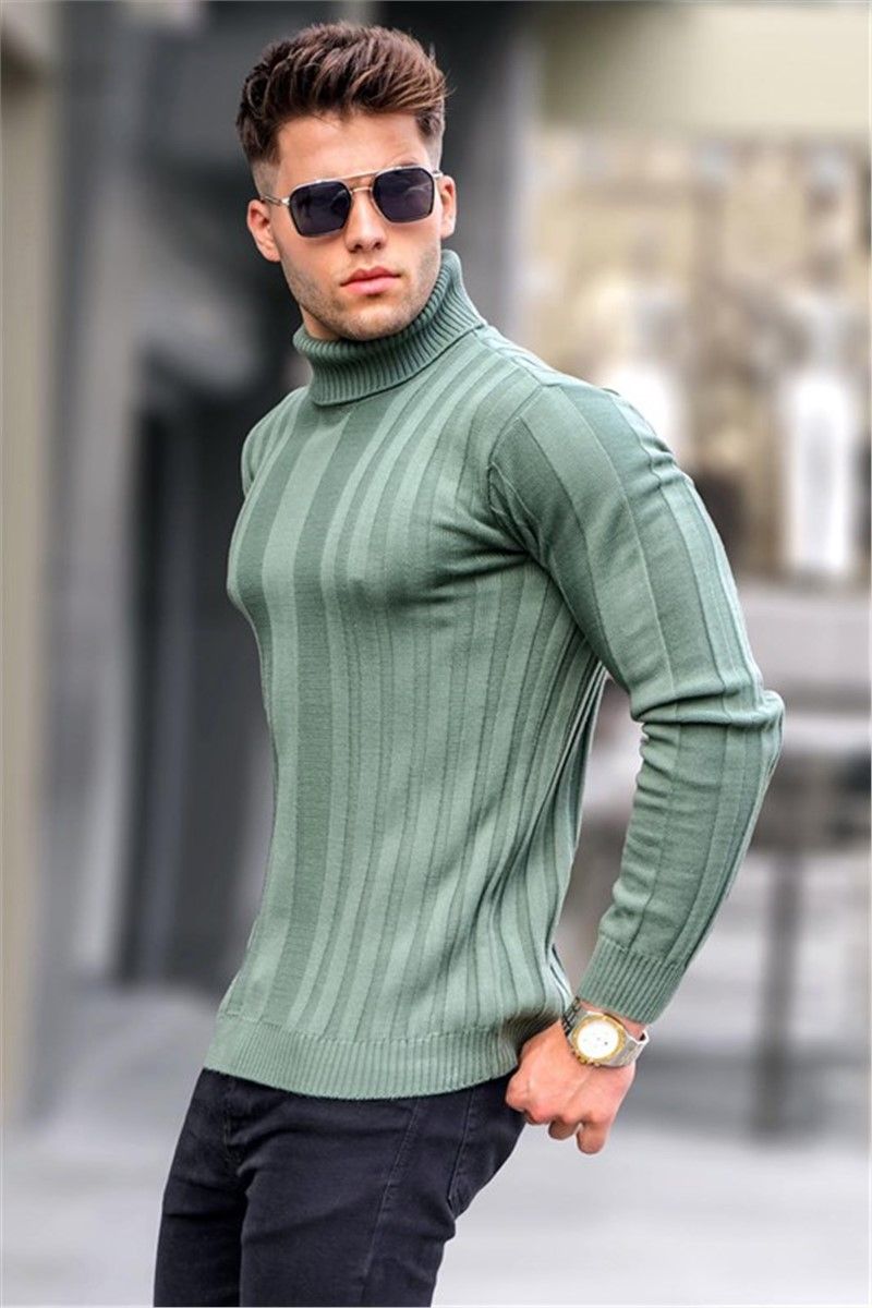 Maglione lavorato a maglia da uomo 5764 - Verde chiaro #333684